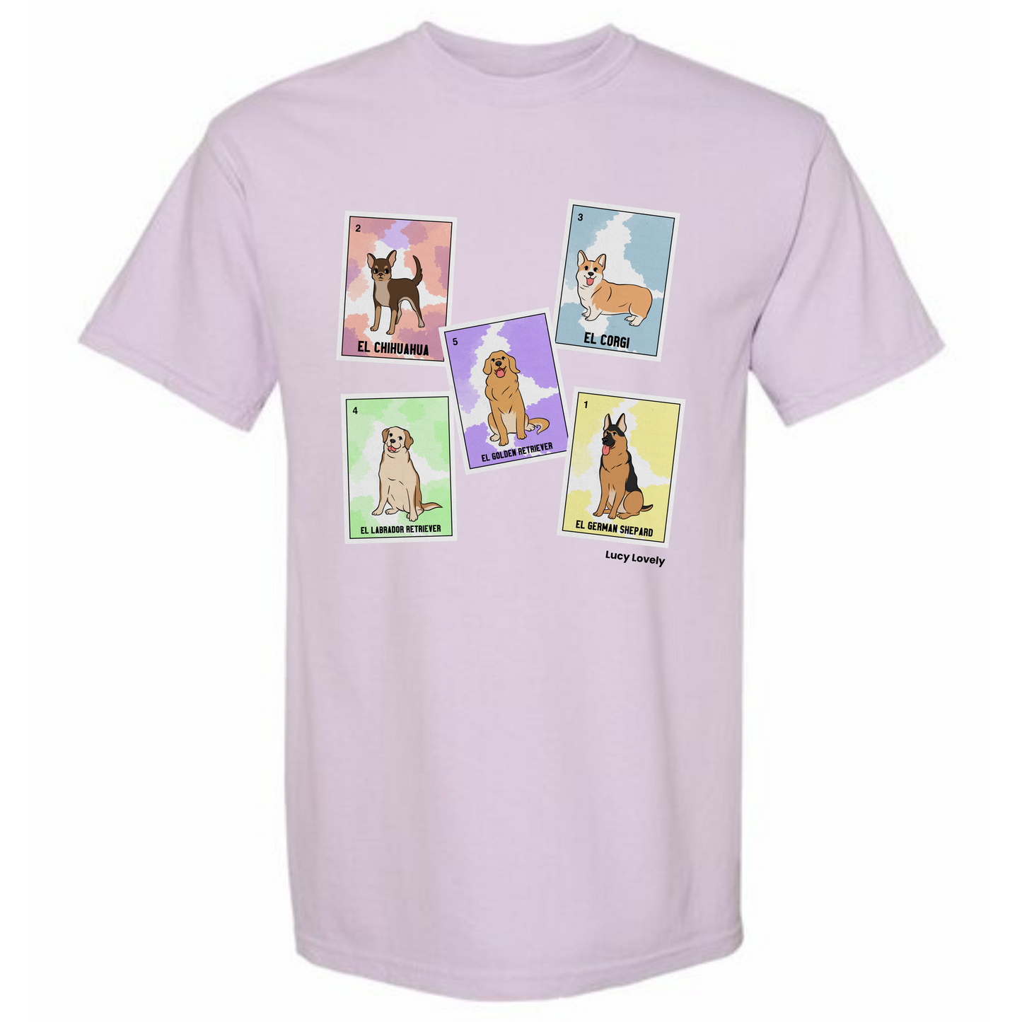 Dog Breeds Lotería Inspired Unisex Heavyweight T-Shirt