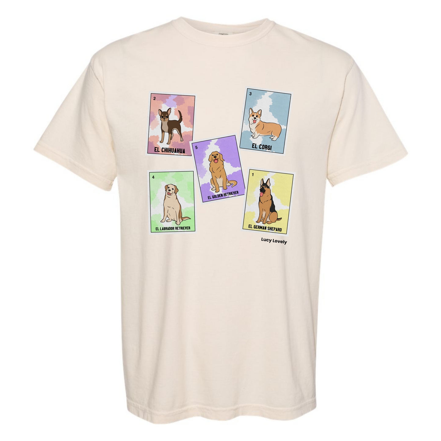 Dog Breeds Lotería Inspired Unisex Heavyweight T-Shirt