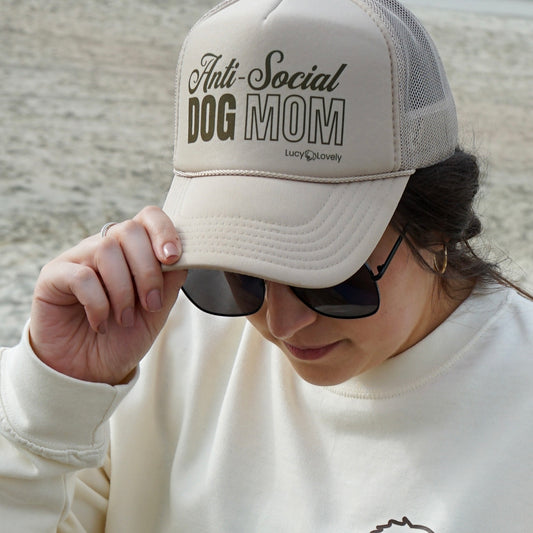 Anti-social dog mom foam trucker hat, dog mom apparel, dog mom hat