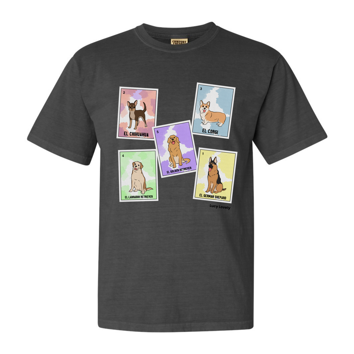 Dog Breeds Lotería Inspired Unisex Heavyweight T-Shirt