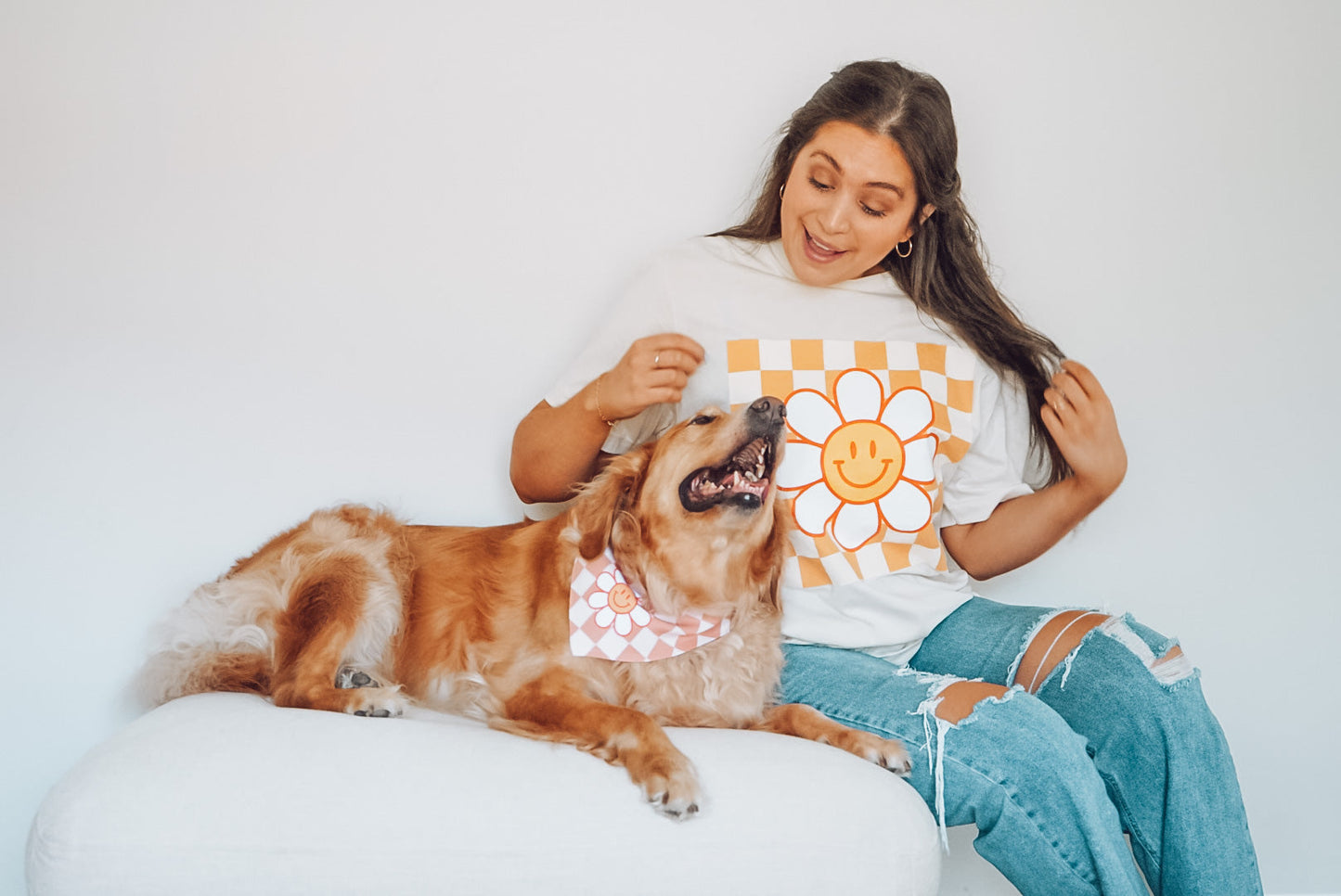 Checkered Smile Pet Collar Bandana