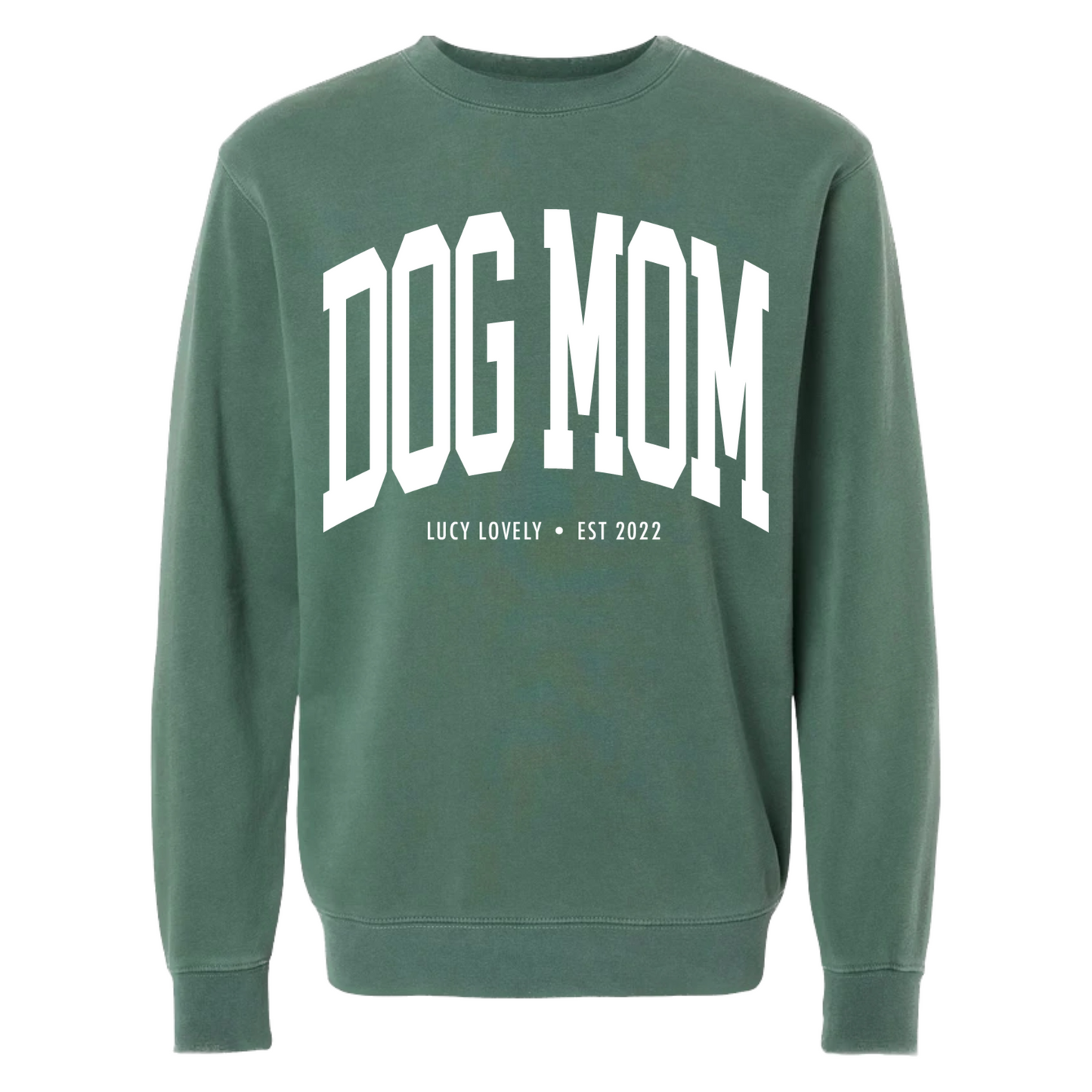 Varsity Dog Mom Puff Print Crewneck