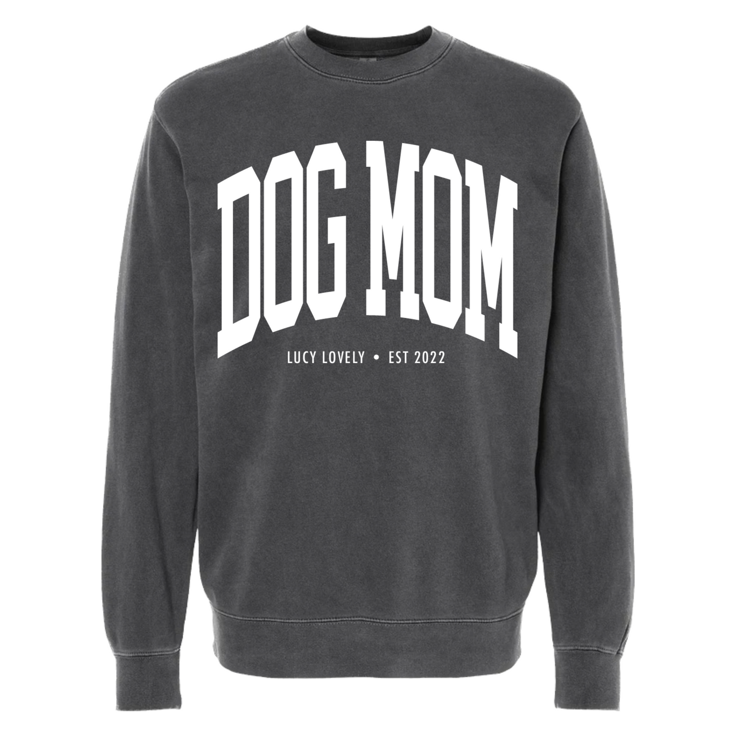 Varsity Dog Mom Puff Print Crewneck
