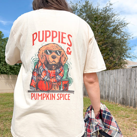 Puppies & Pumpkin Spice Unisex Heavyweight T-Shirt